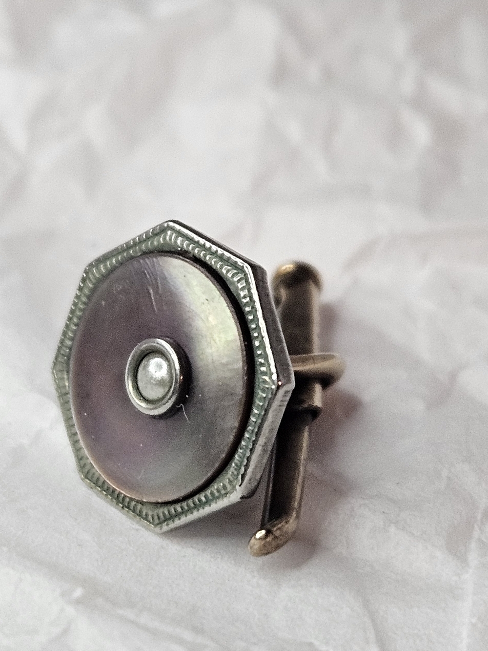 KREMENTZ GOLD FILLED Octagonal Mother-of-Pearl Cufflink